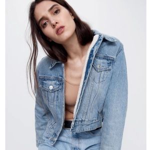 Zara Sherpa Lined Denim Jacket